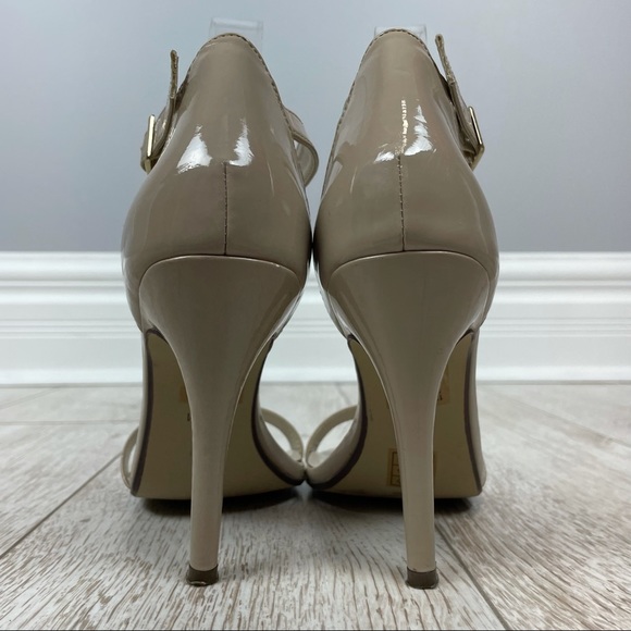 Pierre Dumas 7.5 ankle strap sandals heels open toe nude beige - Picture 4 of 4